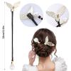 4 Pcs Flower Hair Bun Maker Elegant Lazy Hair Curler Rhinestone Hand-Embroidered French Butterfly Twist Scrunchies Hairstyle Shaper Accessories Sparkly Ball Clip for Women Long Hair view 2