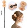 4 Pcs Flower Hair Bun Maker Elegant Lazy Hair Curler Rhinestone Hand-Embroidered French Butterfly Twist Scrunchies Hairstyle Shaper Accessories Sparkly Ball Clip for Women Long Hair view 3