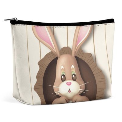 LYHVSFJW Cosmetic Bag Makeup Bags for Women Portable Makeup Bag Easter Bunny Wooden Hole Makeup Case Travel Toiletry Bag for Travel Accessories