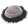 Right Hair Black Men Hair Unit Human Hair Afro Mens Toupee Man Weave Hair Unit Afro Toupee For Black Men Human Hair Black Men Hair Piece Afro Hair System For Men 8X10 2mm #1B Off Black view 3