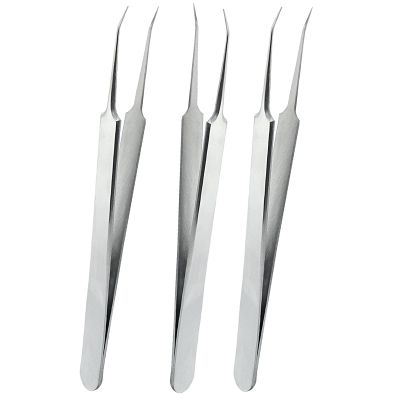 Verkelly 3 Pcs Oblique Blackhead Tweezers, Stainless Steel Pimple Remover Pimple Tweezers Blackhead Remover Kit Pimple Extractor Tool Comedone Extractor