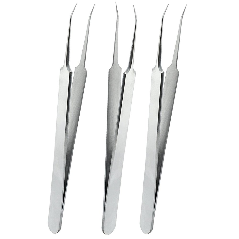 Verkelly 3 Pcs Oblique Blackhead Tweezers, Stainless Steel Pimple Remover Pimple Tweezers Blackhead Remover Kit Pimple Extractor Tool Comedone Extractor
