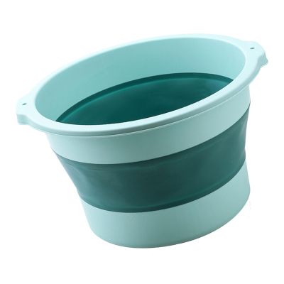 Foot Bath Tub, Plastic Portable Foldable Foot Soaking Bucket with Massage Acupoint, Foldable Laundry Basket for Home Use, But Also Can Be Used in Dormitories, Traveling (Light Green)