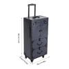 Beauty Salon Luggage Cosmetology Rolling Case, Makeup Train Case Large Organizer Cosmetic Train Cases with Hair Dryer Holder and Swivel Wheels, Nail Organizer Case Professional Makeup Case (Blue) view 2