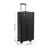 Beauty Salon Luggage Cosmetology Rolling Case, Makeup Train Case Large Organizer Cosmetic Train Cases with Hair Dryer Holder and Swivel Wheels, Nail Organizer Case Professional Makeup Case (Black) view 2