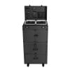Barber Case Professional Makeup Case Organizer Cosmetic Train Cases, Makeup Train Case Large Cosmetology Rolling Case On Wheels, Hair Stylist Travel Case With Wheels and Hair Dryer Holder (Black) view 4