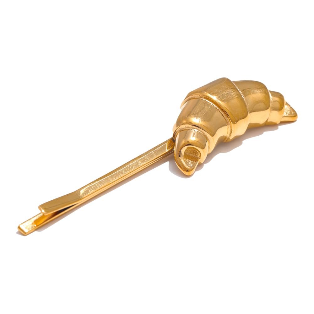 18K PVD Plated Croissant Hairpin  Golden Stainless Steel Hair Accessory for Women