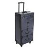 Barber Case Professional Makeup Case Organizer Cosmetic Train Cases, Makeup Train Case Large Cosmetology Rolling Case On Wheels, Hair Stylist Travel Case With Wheels and Hair Dryer Holder (Blue) view 1