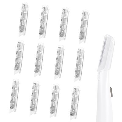 12 Pack Replacement Heads for Finishing Touch Flawless Dermaplane Glo Lighted Facial Exfoliator Blades, Replacement Blades for Facial and Eyebrow Hair, Stainless Steel Heads