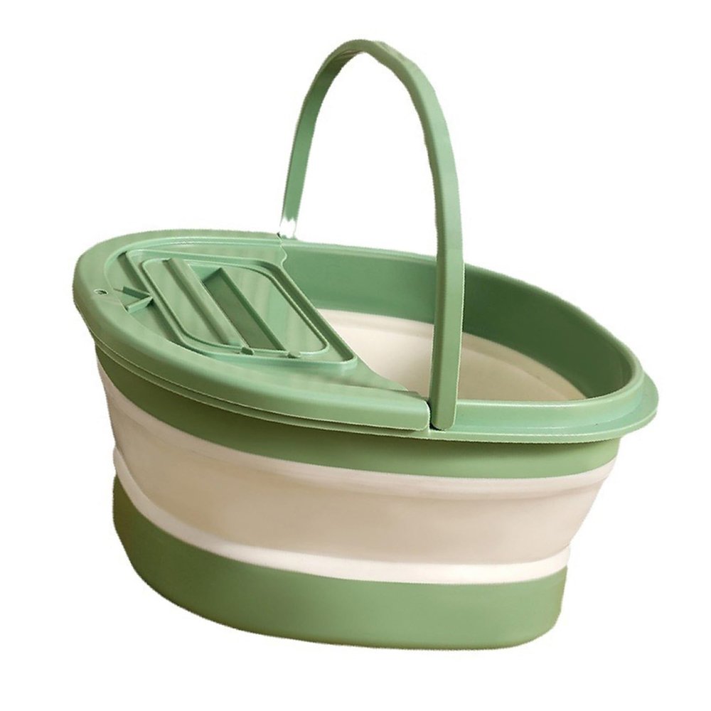 Foot Bath Tub, Foldable Thickened Foot Soaking Basin with Massage Point, Multipurpose Large Capacity Green Silicone Foot Soaking Tub for use in households, apartments, dormitories (Green White)