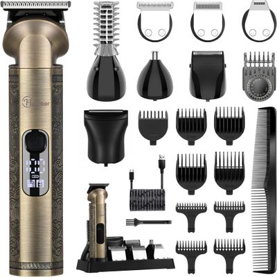 8-in-1 Professional Beard Trimmer Kit  Zero Gapped Hair Clippers, T-Blade Trimmer, Electric Razor Shaver, Cordless Grooming Kit for Mens Beard, Nose, Ear, Body, and Mustache Trimming (Copper)
