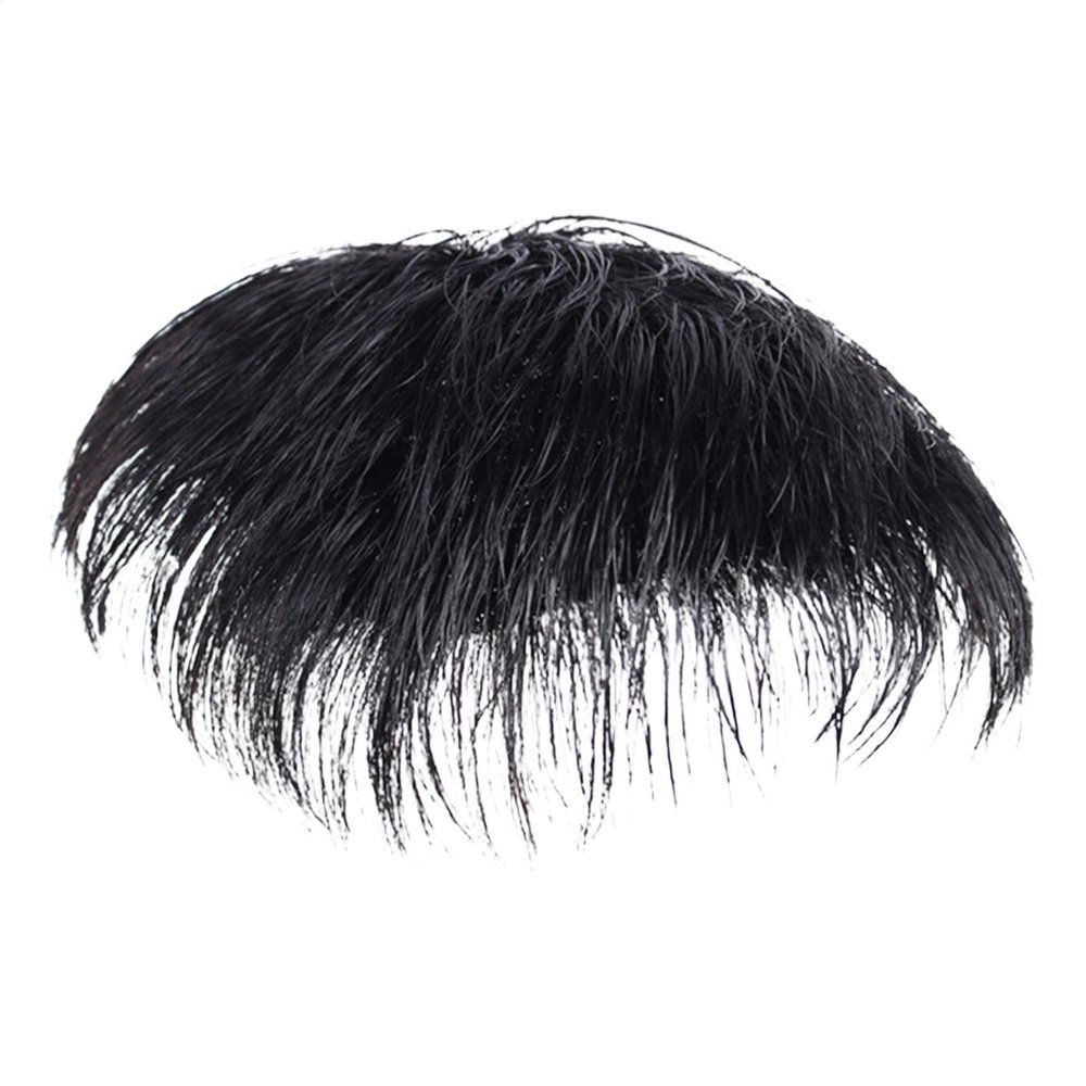 Men Hair Patch - Mens Hair Piece Toupee, Short Toppers Hair Extensions | Natural Black Short Men Topper Wig with Strong Adhesive Tape, Real Human Hair Toupee Clip Hair Replacement for Male Baldness