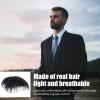 Men Hair Patch - Mens Hair Piece Toupee, Short Toppers Hair Extensions | Natural Black Short Men Topper Wig with Strong Adhesive Tape, Real Human Hair Toupee Clip Hair Replacement for Male Baldness view 3