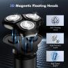 Electric Razor for Men, 2025 Magnetic Electric Shavers, IPX7 Waterproof Wet/Dry Mens Shaver, Smart LED Display & All-in-One Charging Base with Trimmers view 3