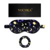 100% Mulberry Silk Sleep Mask Set - Adjustable Eye Mask with Pouch & Scrunchie for Men & Women, Large Size, Total Blackout, Hypoallergenic, Moisture-Wicking, Handcrafted in the USA (Sun and Moon) view 1