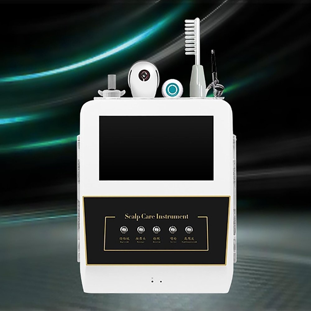 CHIPEL Scalp Hair Detection, Hair Follicle Analyzer, Facial Skin Diagnostic System with 5 Handles and LCD Screen, Freeze Frame Saving, Electric Massage Head Grip, 1080 Imaging, Home use, Salon spa