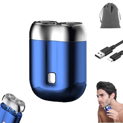 Electric Razor,2025 New Mini Dual-Head Electric Shaver,Shaver,Mini Shaver, Rechargeable Waterproof Compact Electric Shaver for Home, Car, Travel (Blue)