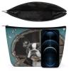 HMNBCD Makeup Bag Boston Terrier Printed Small Travel Cosmetic Bag for Women Water-Resistant Portable Cosmetic Pouch Toiletry Bag view 3