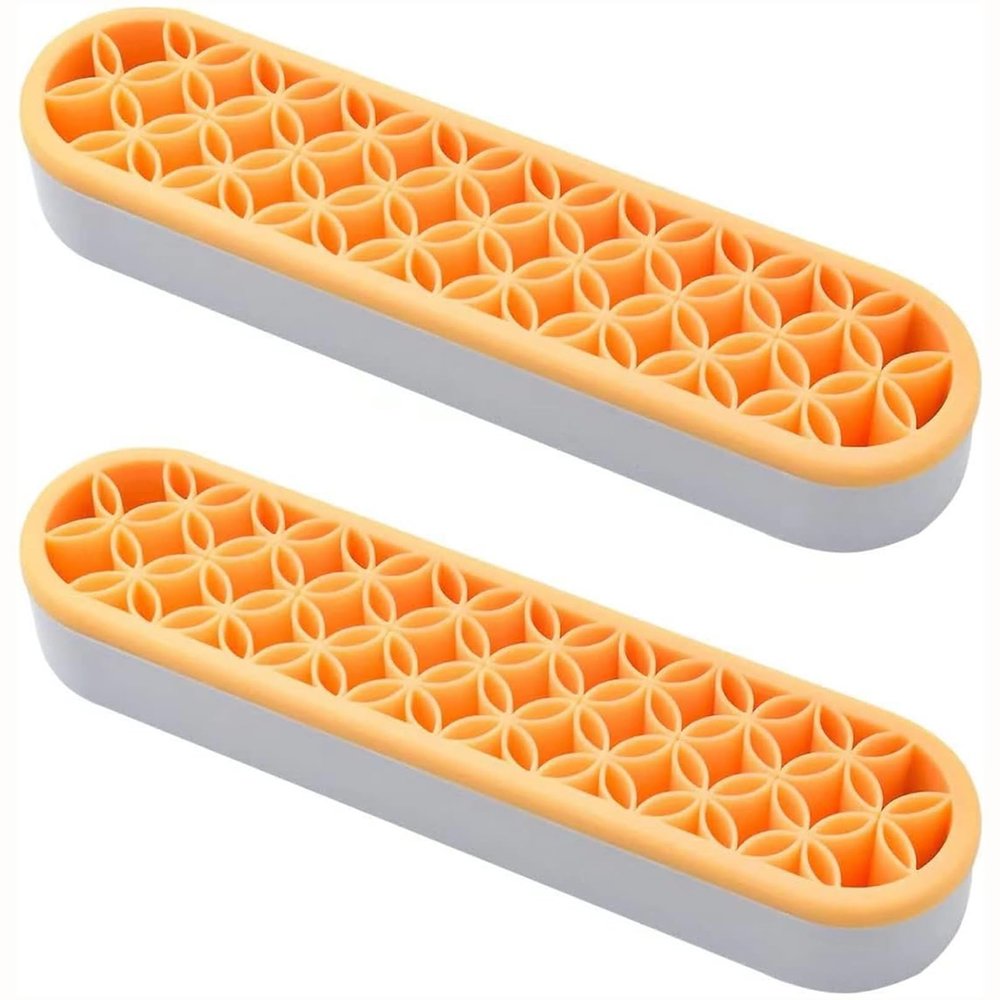 2 PCS Cosmetic Storage Box Silicone Make up Brush Holder Multipurpose Brush Drying Rack Desktop Organizers Washable Detachable Brushes Storage Stand for Pen Practical Cosmetic Tools Container,2 PCS