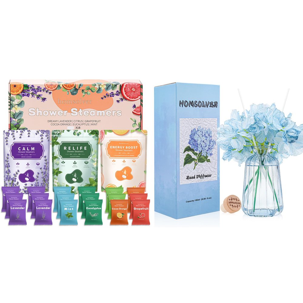 Homsolver Aromatherapy Reed Diffuser Set Home Decor, 6.09 OZ Sea Salt Reed Diffuser with 6 Reed Diffuser Sticks for Home Bedroom Living Room Office Bathroom Decor, Birthday Gifts for Women Friend