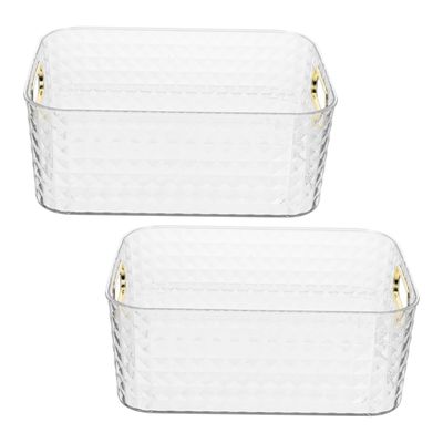 2pcs Box Storage Box Clear Makeup Organizer Storage Crate Freezer Organizer Bins Stackable Storage Bins Lazy Susan Turntable Clear Storage Bins Sundries Organizer Cosmetic Rack