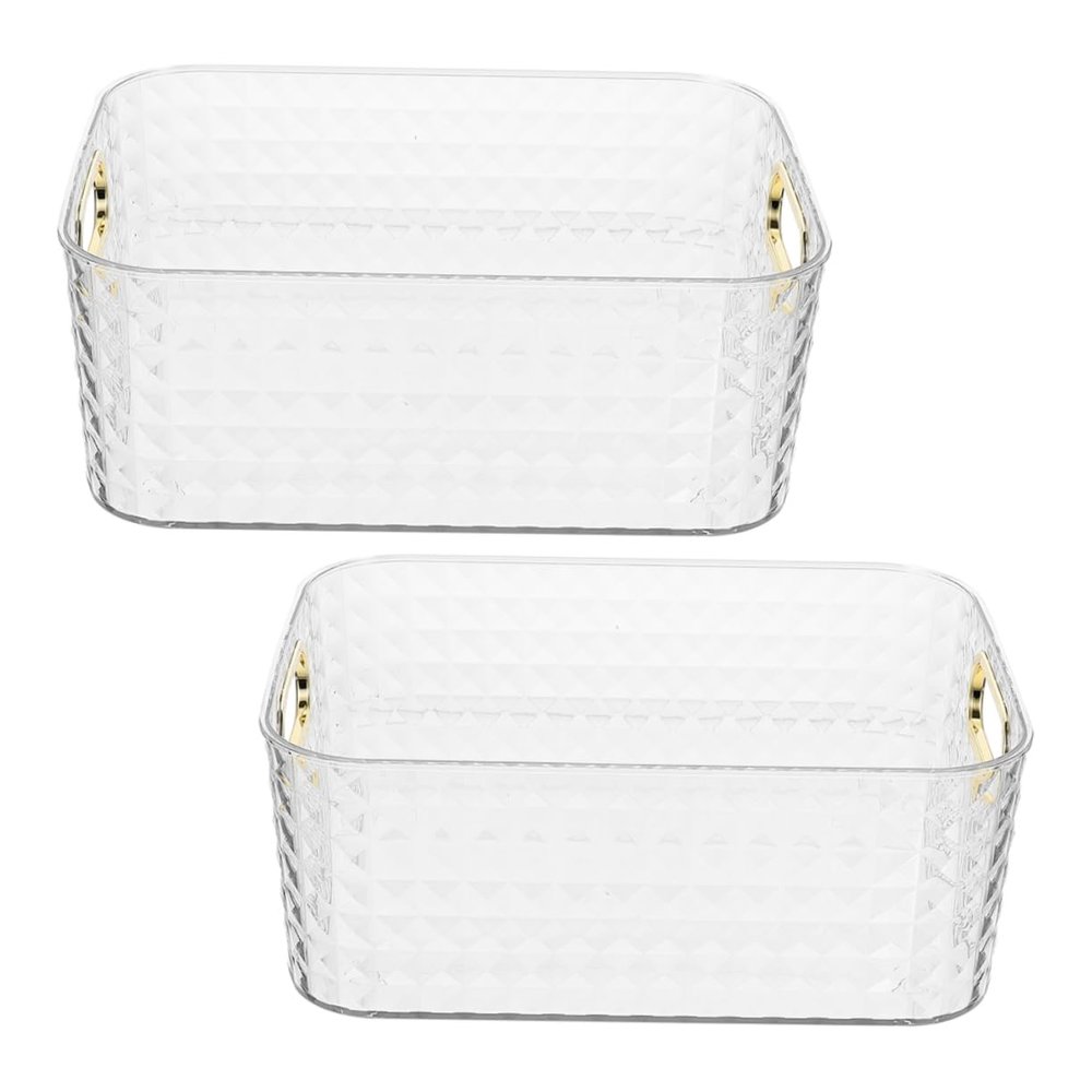 2pcs Box Storage Box Clear Makeup Organizer Storage Crate Freezer Organizer Bins Stackable Storage Bins Lazy Susan Turntable Clear Storage Bins Sundries Organizer Cosmetic Rack