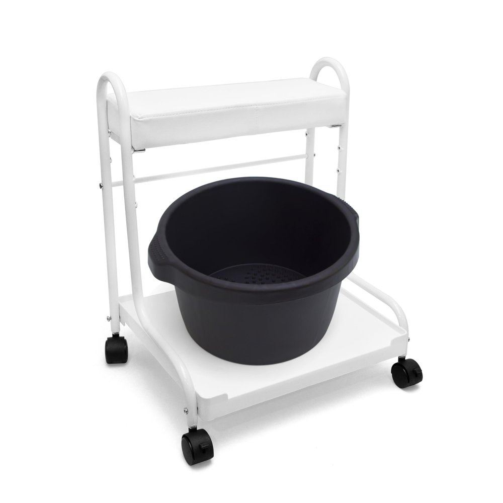 Elitzia Pedicure Cart and Foot Bath Bucket Pedicure Foot Spa 3 Adjustable Height Trolley ABS Foot Bath Tub Foot Massage Esthetician Cart Foot Rest for Pedicure Stand at Home Salon Without Wheels