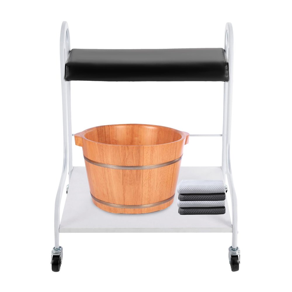 BYGOVICE Rolling Trolley, Foot Rest Pedicure Manicure Funiture Massage Table with Wheels, Beauty Salon Nail or Foot Bath Portable Trolley Cart for Hair Salon, Spa, Home