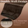 Hetto Sew in Hair Extensions Real Human Hair Brown Weft Human Hair Extensions Brown Invisible Sew in Human Hair Extension Double Weft 20 Inch 100G view 2