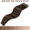 Hetto Sew in Hair Extensions Real Human Hair Brown Weft Human Hair Extensions Brown Invisible Sew in Human Hair Extension Double Weft 20 Inch 100G view 4