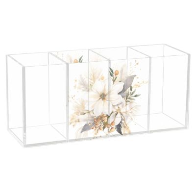 Makeup Brush Organizer Pencil Holder Pen Organizer Clear for Desk Flower Bouquet Cosmetic Brushes Stationery Storage