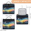 YPPAHHHH Makeup Organizer Bag Rainbow Stripe Moon Star Painting Large Cosmetic Bag for Women Men Hanging Makeup Case with Handle, Double Zipper Cosmetic Case for Travel Vacations Gift view 3