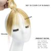 100% Real Human Hair Toppers with Bangs 360 3D Coverage Clip in Bangs for Women Bangs Hair Clip with Fringe Hairpieces for Daily Wear Dark Blonde view 2