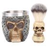 SOUQDWL Shaving Brush,Shaving Brush, Men's Beard Shaving Set, Stainless Steel Shaving Bowl, Skeleton Head Beard Brush Set for The Hair Salon at Home view 1