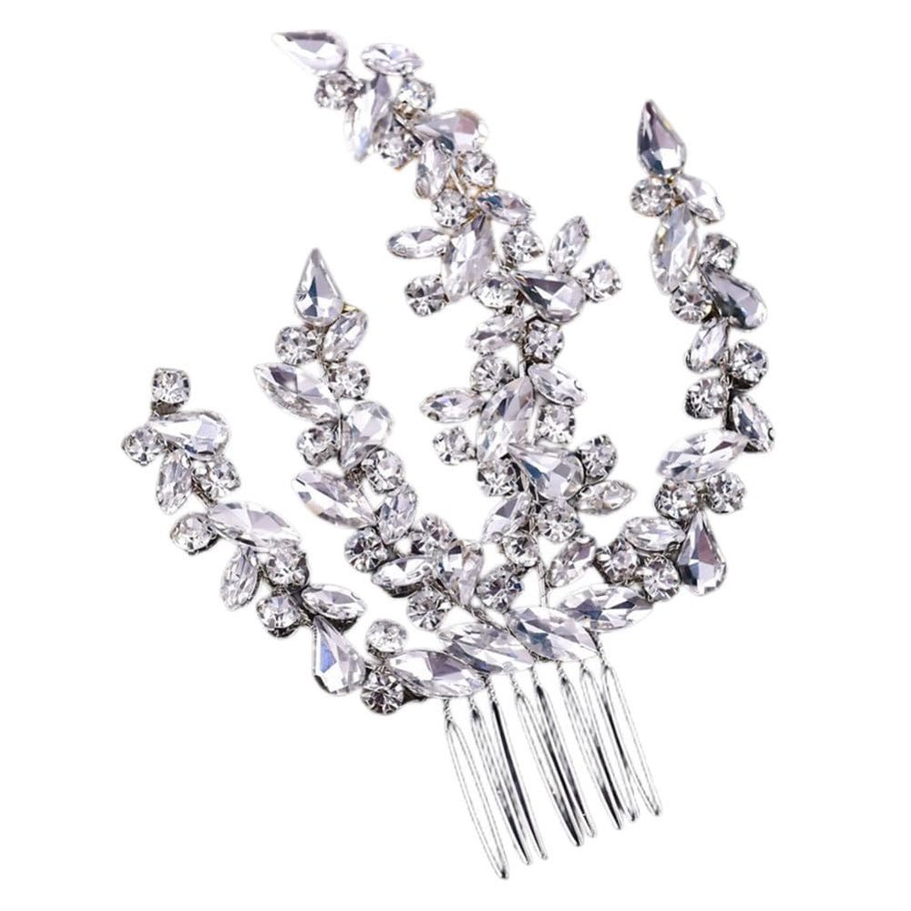 Beaupretty Rhinestone Floral Hair Combs for Women Elegant Decorative Hair Accessories for Weddings Proms and Special Occasions Versatile and Stylish Sparkling Ornaments