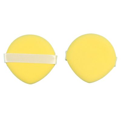 2 pieces/box of droplet shaped yellow double-sided non latex powder puff, a dual-purpose makeup application tool for both dry and wet,air cushion powder puff