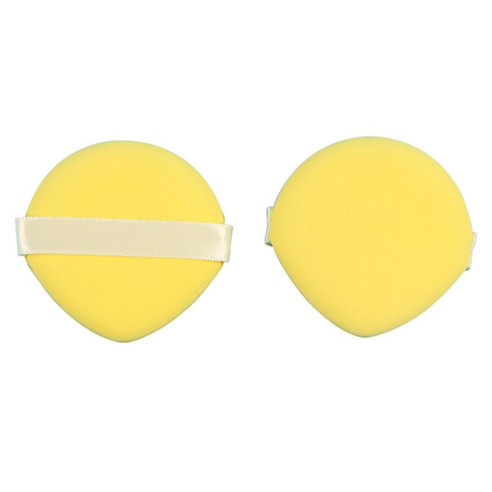 2 pieces/box of droplet shaped yellow double-sided non latex powder puff, a dual-purpose makeup application tool for both dry and wet,air cushion powder puff