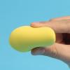 2 pieces/box of droplet shaped yellow double-sided non latex powder puff, a dual-purpose makeup application tool for both dry and wet,air cushion powder puff view 4