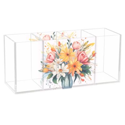 Makeup Brush Organizer Pencil Holder Pen Organizer Clear for Desk Bouquet Cute Flower Cosmetic Brushes Stationery Storage