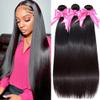 10A Brazilian Straight Human Hair 3 Bundles 14 16 18 Inch Straight Bundles Human Hair 100% Unprocessed Virgin Hair Weave Bundles Deals Hair 1B Black view 1