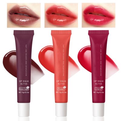 3Pcs Tinted Lip Butter Balm, Hydrating Lip Gloss, Long Lasting Hydrating Jelly Tint Lip Stain Balm, Clear Jelly Yummy Tint Lip Stain, Natural Plumping Lip Tint Lip Care Lip Mask(#345)