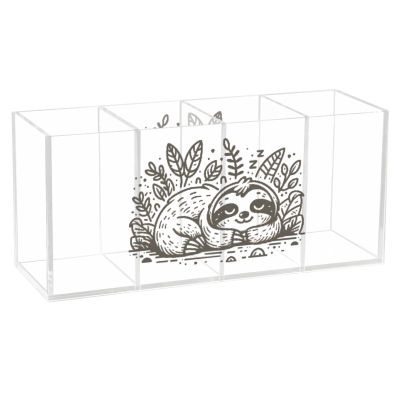 Makeup Brush Organizer Pencil Holder Pen Organizer Clear for Desk Sloth Sleeping Cosmetic Brushes Stationery Storage
