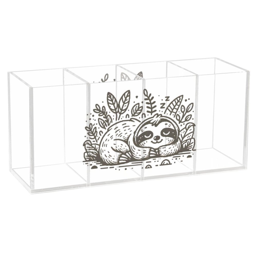 Makeup Brush Organizer Pencil Holder Pen Organizer Clear for Desk Sloth Sleeping Cosmetic Brushes Stationery Storage
