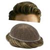 Mens Toupee for men Human Hair Replacement System for men Transparent French Lace mens Hair Pieces All Lace Man Hair Unit Wigs for men 6"x8" #7ASH Light Ash Brown-80% Light Density view 1
