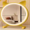 30cm/11.8in 40cm/15.7in Standing Makeup Table Mirror with Lights Rotatable Cosmetic Mirror Cute Cat Ears/ 3-Color Stepless Dimming/HD Desk Mirror(Gold,40cm/15.7in) view 1