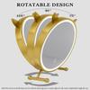 30cm/11.8in 40cm/15.7in Standing Makeup Table Mirror with Lights Rotatable Cosmetic Mirror Cute Cat Ears/ 3-Color Stepless Dimming/HD Desk Mirror(Gold,40cm/15.7in) view 2