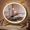 30cm/11.8in 40cm/15.7in Standing Makeup Table Mirror with Lights Rotatable Cosmetic Mirror Cute Cat Ears/ 3-Color Stepless Dimming/HD Desk Mirror(Gold,40cm/15.7in) view 3