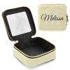Emelivor Light Yellow Personalized Clear Makeup Bag for Women Custom Cosmetic Bag with Zippers Travel Make Up Organizer PU Leather Makeup Pouch Toiletry Bag for Women Girls view 1
