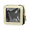 Emelivor Light Yellow Personalized Clear Makeup Bag for Women Custom Cosmetic Bag with Zippers Travel Make Up Organizer PU Leather Makeup Pouch Toiletry Bag for Women Girls view 2