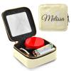 Emelivor Light Yellow Personalized Clear Makeup Bag for Women Custom Cosmetic Bag with Zippers Travel Make Up Organizer PU Leather Makeup Pouch Toiletry Bag for Women Girls view 4